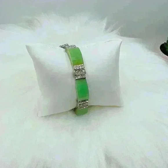 Green & Rhinestone’s Statement Bracelet - Picture 1 of 5